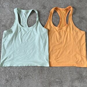 Lululemon Swiftly Hip Length Women’s Racerback Tank Tops - Mint & Orange EUC